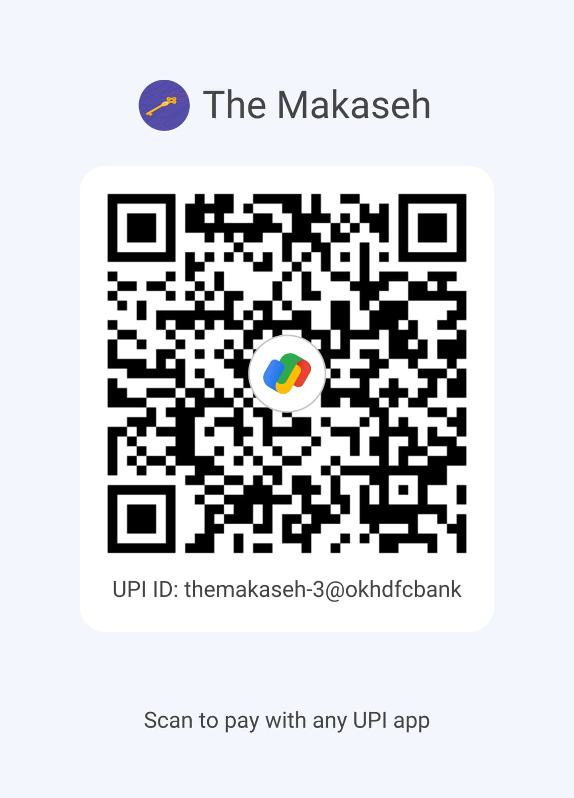 Google Pay QR code for The Makaseh UPI account
