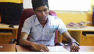 Student testing a RHEMA wearable prototype