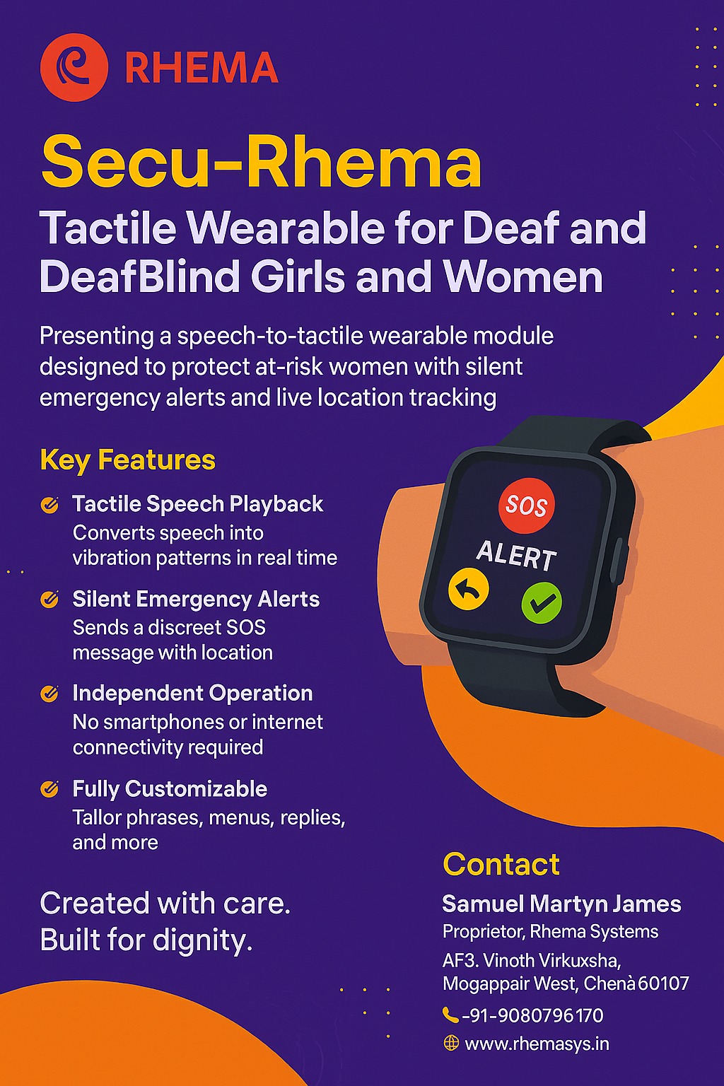 Secu-RHEMA tactile wearable for Deaf and DeafBlind girls and women